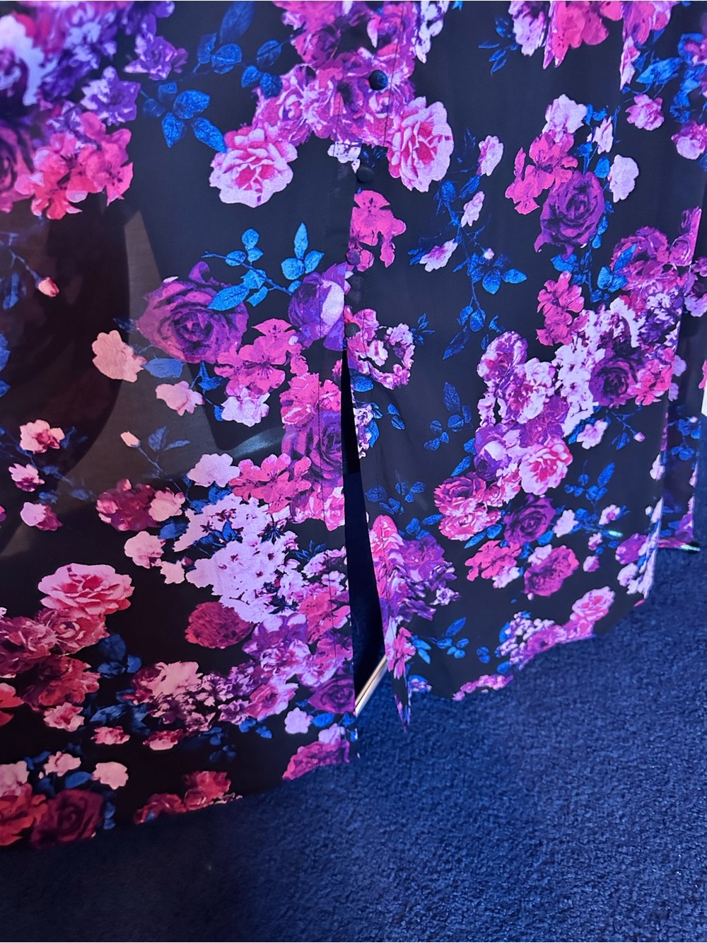 torrid Black Floral Maxi Dress with Pink & Purple Blooms - Picture 4 of 7